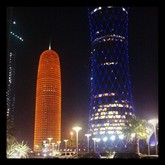 Photo:  Doha city skyline at night, Qatar